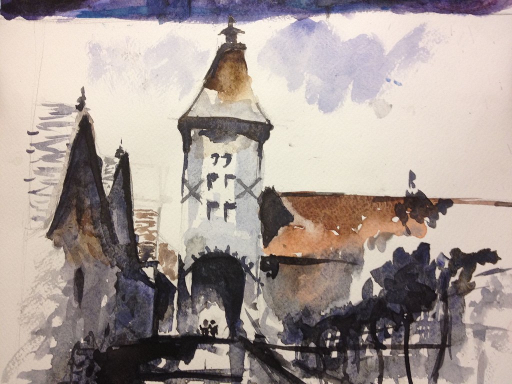 Dubai Artsbasis Church WaterColor Painting Mahdi Bashash